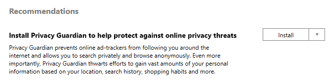 Privacy Guardian Download Recommendation Screenshot