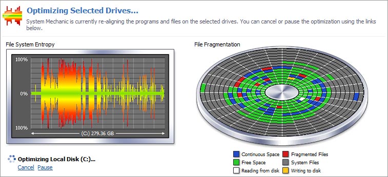 Screenshot of Program Accelerator tool optimizing drives within System Mechanic